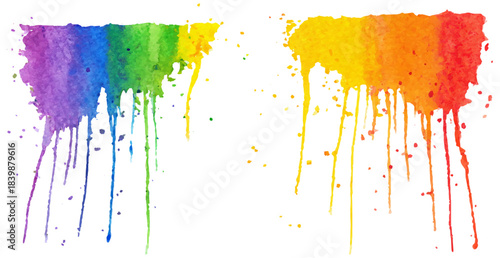 Rainbow Watercolor Paint Drips Splash Background