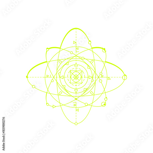 Esoteric neon yellow alchemical symbol on