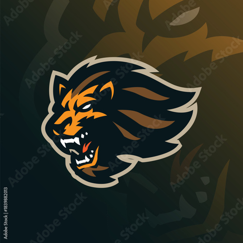 Lion mascot logo design vector. Lion head illustration for sport and esport team.