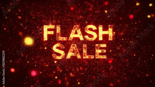 Explosive Flash Sale Announcement with Fiery Particles and Glowing Text