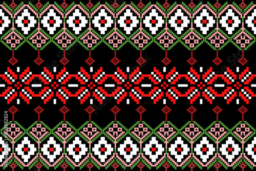 Pixel, Pastel Geometric Floral Tile Seamless Pattern for carpet, print, wrap, decorative, illustration, Fabric, Wallpaper, Ceramics. 
