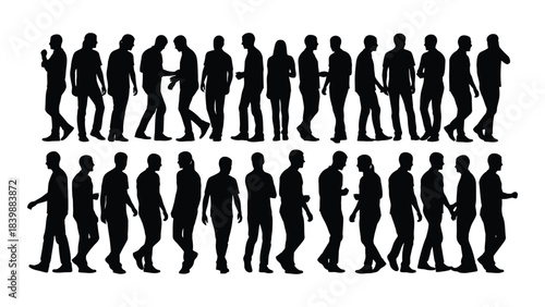 a collection of black figures illustrating the phases of walking showcasing dynamic movement in silhouette