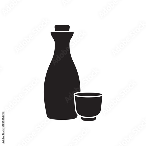Sake vector icon in black solid flat design icon isolated on white background

