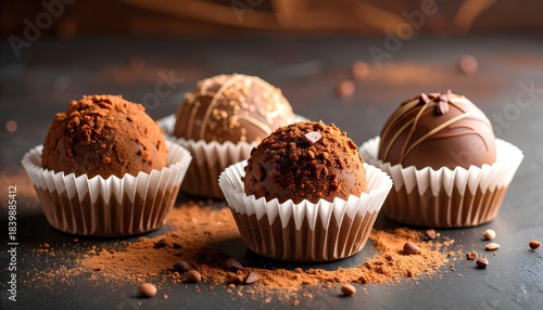 chocolate truffles with cocoa powder