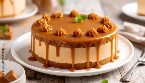 toffee caramel cake on a plate