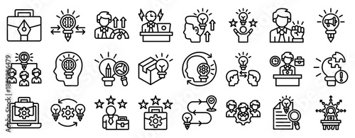 Smart Work Icon Set Collection Outline Style. Vector illustration.