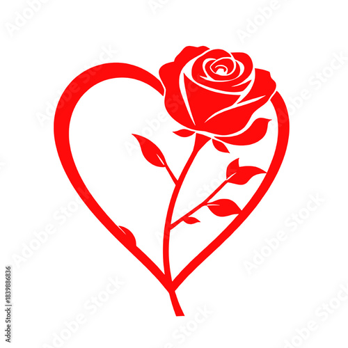 red rose heart silhouette