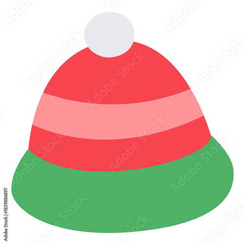 Christmas Winter Hat Beanie Flat Illustration