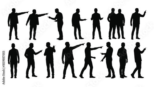 a collection of various black silhouettes depicting people in diverse poses and actions emphasizing human form silhouette