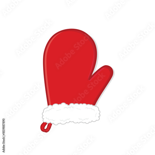 Santa claus mittens. santa claus gloves. red mittens. red gloves vector cartoon illustration