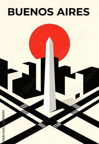 Minimalist Buenos Aires Obelisk Travel Poster Graphic