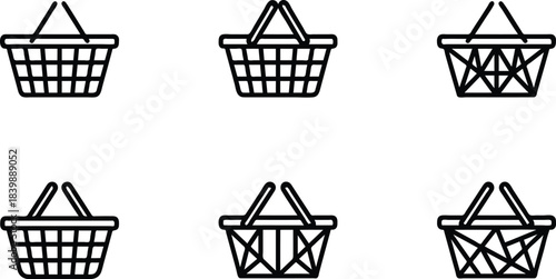 Collection of shopping baskets icons in various designs