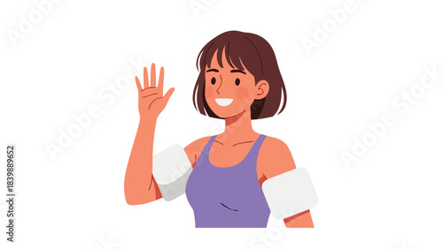 young woman showing stop sign