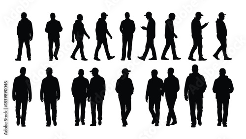 a collection of black human figures in various poses and stances displaying a dramatic silhouette