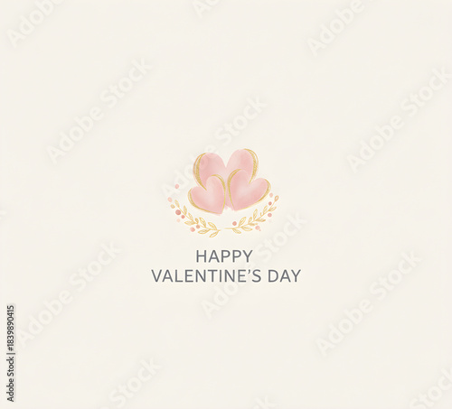Two pink hearts with gold leaves above the message "Happy Valentine's Day."