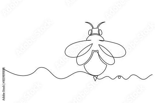 Abstract bumblebee animal drawn with one continuous stroke