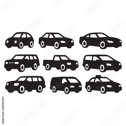 car icon set vector silhouette