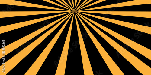 Background black retro rays, sun rays. yellow-black. Vintage background, boom, comic book, circus template. Cartoon pop art template. Vector illustration