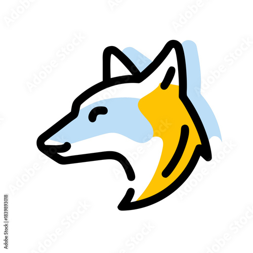 Abstract Fox Head Logo – One Color Outline, Modern Minimalist Design