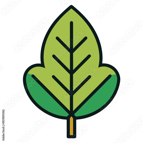 Simple Two-Color Tree or Leaf Icon – Minimal Line Design, Transparent Background