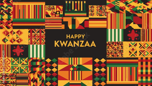 Abstract Kente Pattern Kwanzaa Background