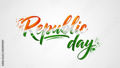 Republic Day: A vibrant, artistic depiction of the Republic Day, where the celebratory typography is beautifully interwoven with the colors of the national flag.