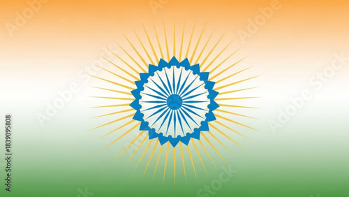 Indian Flag Emblem: A vibrant depiction of the national flag, showcasing the iconic chakra at its heart, symbolizing the country's unity and strength, with its distinctive tricolor hues.
