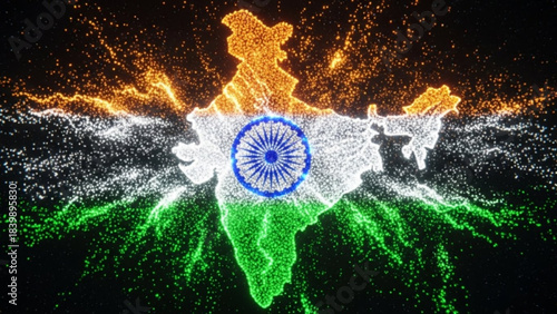 Indian Map: A striking artistic rendering of the Indian map, showcasing the nation's colors, with a unique blend of vibrant hues.
