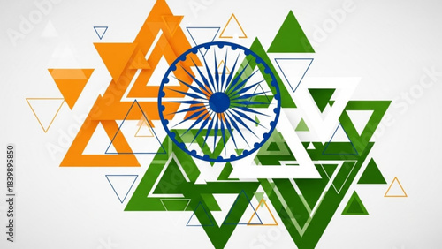 Geometric Abstraction of Flag: An artistic interpretation of a nation's flag, presented through a composition of geometric shapes and forms. The design captures the essence of a proud identity.