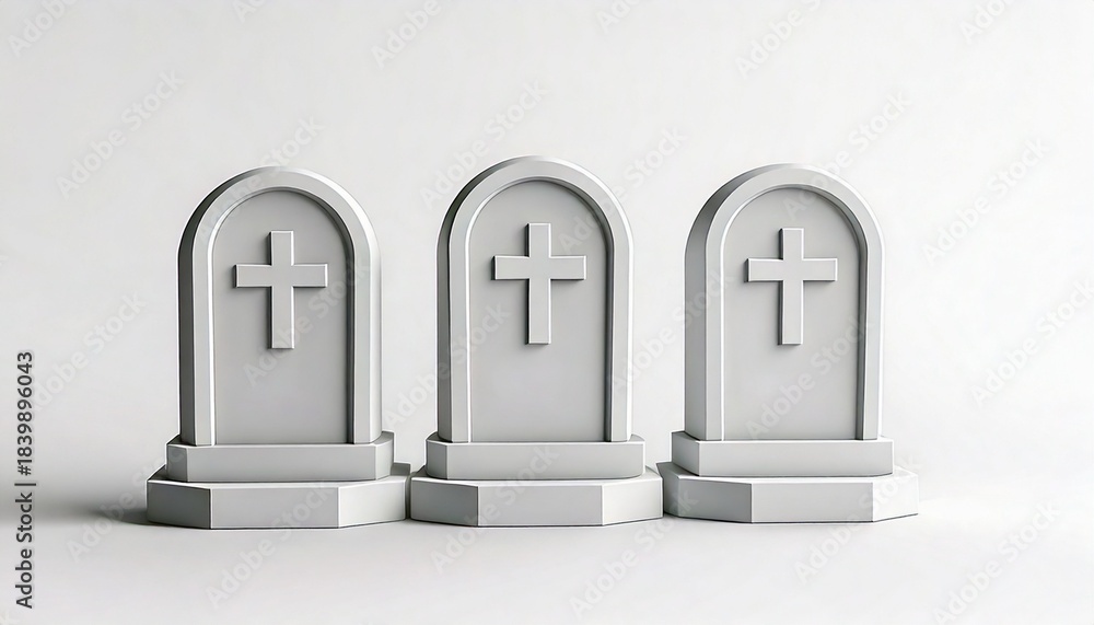 Fototapeta premium white3d icon of halloween graveyard white background 