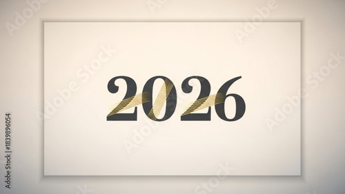 Year 2026: An elegant display of the number 2026  on a textured canvas, the focus of future goals. 