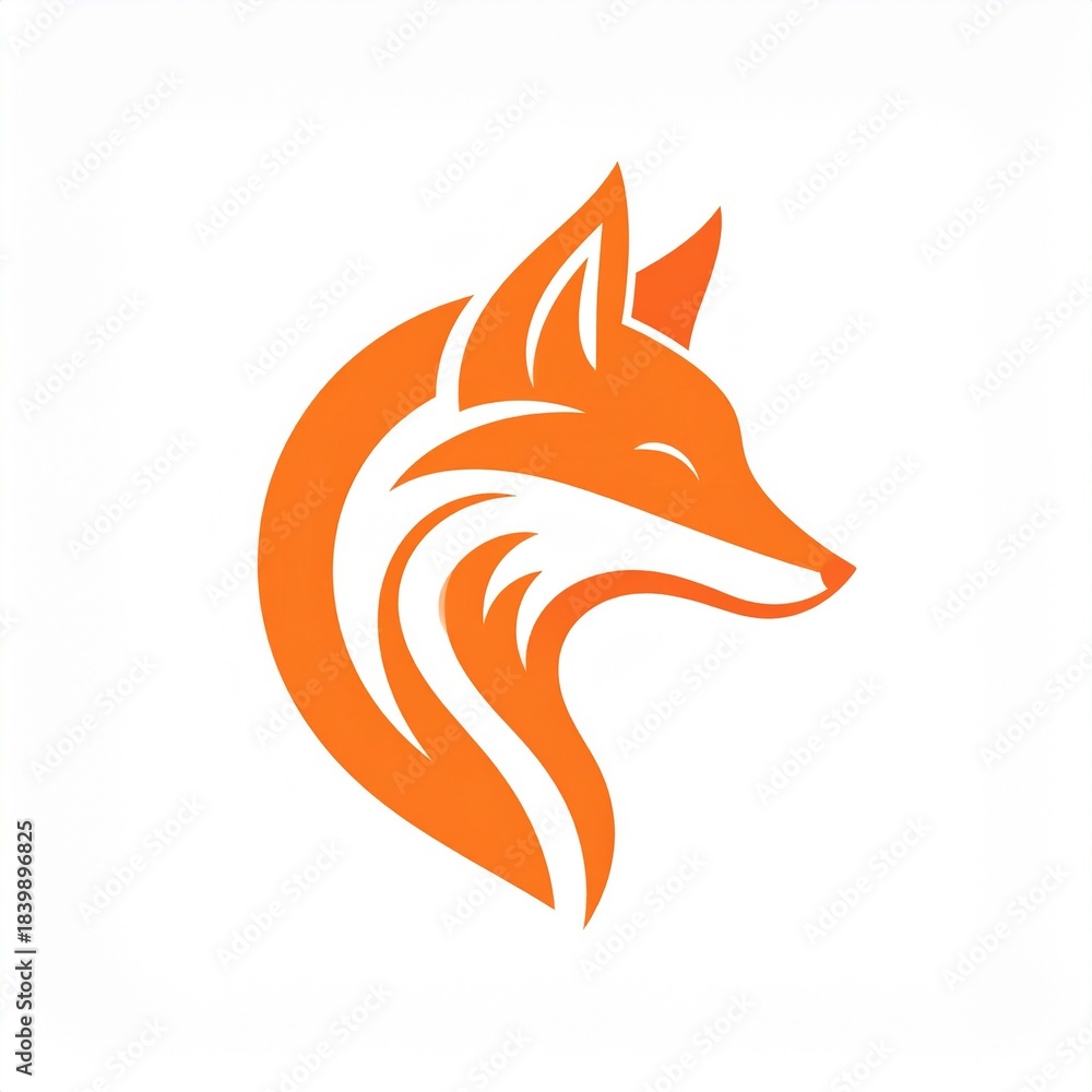 Obraz premium Minimalist Orange Fox Head Logo Vector Design Icon