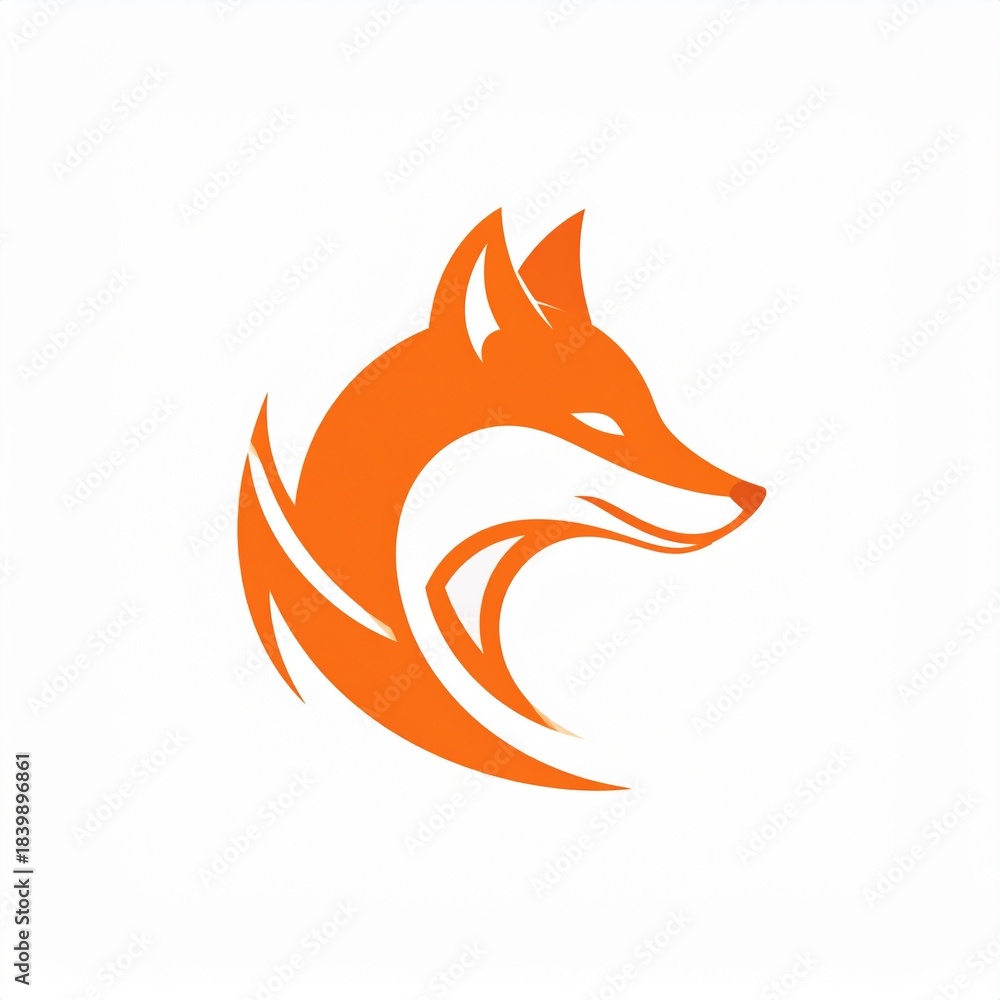 Obraz premium Minimalist Orange Fox Head Logo Vector Design Icon