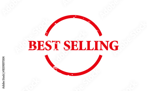 BEST SELLING - BEST SELLING text written on Red Rubber Stamp 
