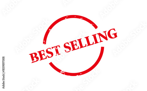 BEST SELLING - BEST SELLING text written on Red Rubber Stamp 
