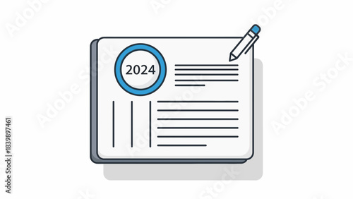 Strategic Planning for 2024: A pen poised above a document, ready to scribe ideas within a planning calendar for the upcoming year, highlighting the focus on the future.