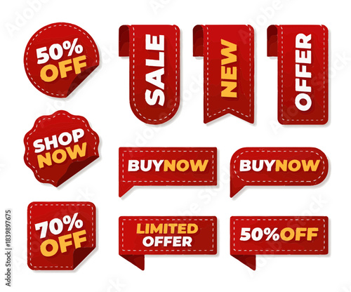 Red Vector Discount and Promotion Tags Collection (Clear, direct, covers main theme and format)