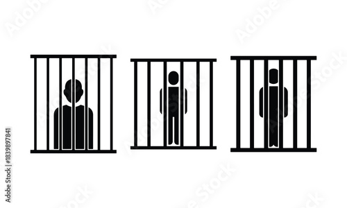 Person in jail silhouette set imprisonment