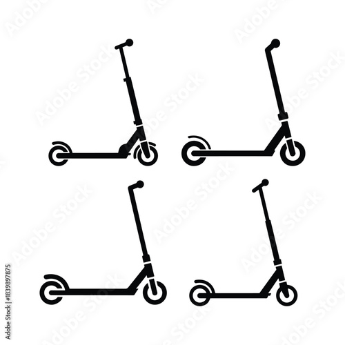 Scooter silhouette set urban mobility transport
