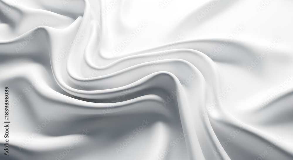 Fototapeta premium Abstract flowing white silk fabric with elegant folds and soft shadows, luxurious texture