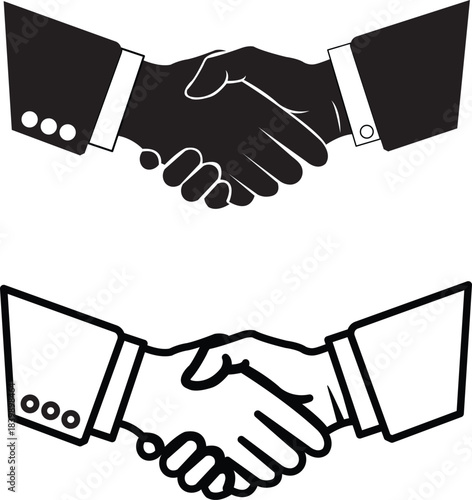 Handshake icon set representing agreement, deal, and partnership. Vector
