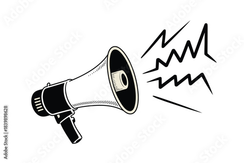 Loudspeaker broadcasting a message with energetic sound waves