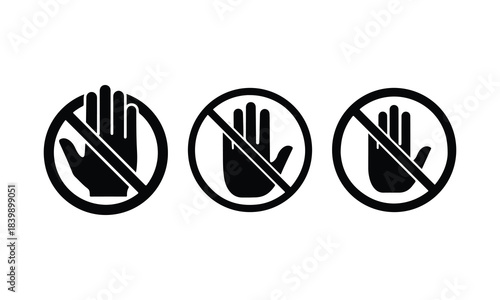 No hands allowed silhouette set warning sign