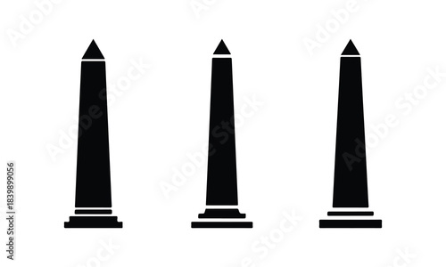 Obelisk silhouette set ancient monument structure