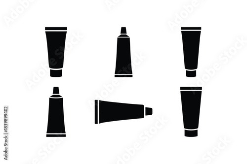 Toothpaste tube silhouette set dental product