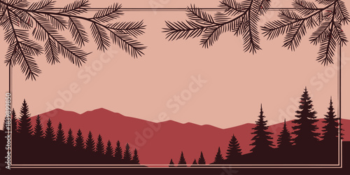 Christmas Modern minimalist vector with a muted red background and abstract geometric shapes, contemporary design