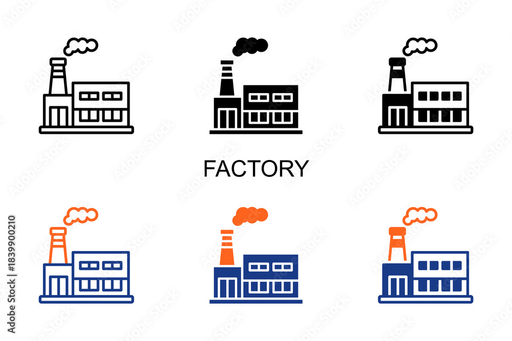 Fototapeta premium Factory Icon Multi Style Vector Illustration