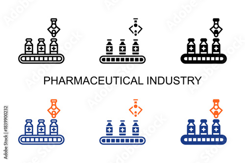 Pharmaceutical Industry Icon Multi Style Vector Illustration