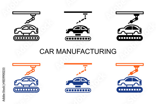 Car Manufacturing Icon Multi Style Vector Illustration