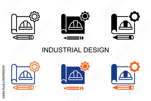 Industrial Design Icon Multi Style Vector Illustration